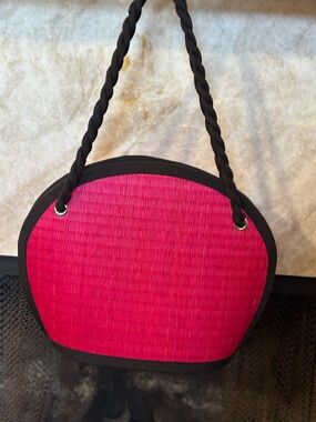 Saraye Fuchsia Tatami Woven Bag | Artisan Cambodia | Bold Boho Chic
